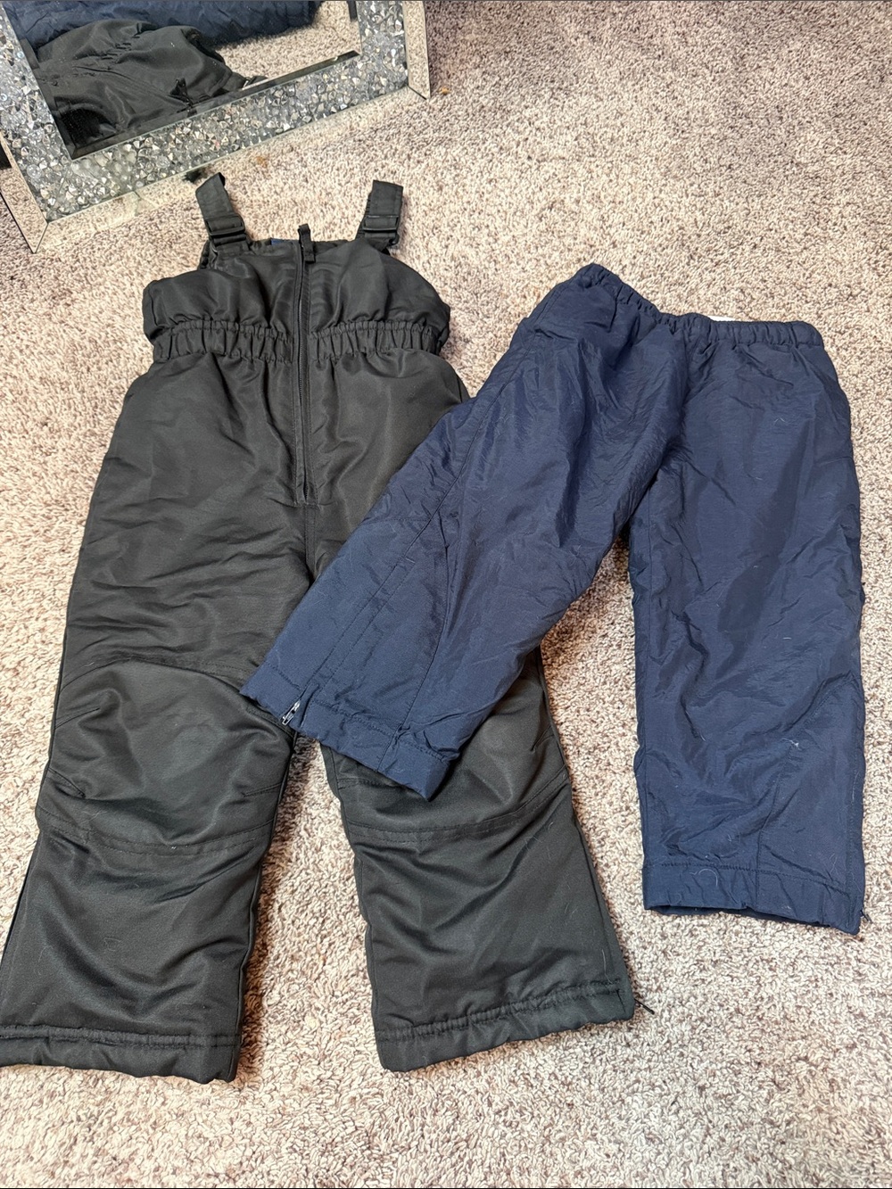 Kids Insulated Overalls and Snow Pants in Black and Navy